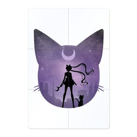 Магнитный плакат 2Х3 с принтом Лунный воен в Курске, Полимерный материал с магнитным слоем | 6 деталей размером 9*9 см | Тематика изображения на принте: арт | девушка | кот | кошка | луна | нео королева серенити | ночь | перевёрнутая луна | рисунок | сейлор мун | силуэт | усаги цукино | фиолетовый