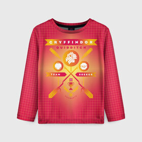 Детский лонгслив 3D с принтом Gryffindor Quidditch в Курске, 100% полиэстер | длинные рукава, круглый вырез горловины, полуприлегающий силуэт
 | Тематика изображения на принте: gryffindor | harry potter | quidditch | vdzabma | гарри поттер | гриффиндор | квиддич