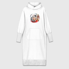 Платье удлиненное хлопок с принтом Юрий Гагарин 1 в Курске,  |  | звезды | земля | история | космос | орбита | ракета