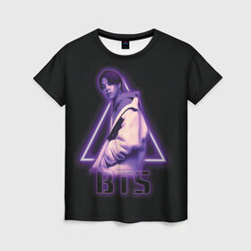 Женская футболка 3D с принтом BTS в Курске, 100% полиэфир ( синтетическое хлопкоподобное полотно) | прямой крой, круглый вырез горловины, длина до линии бедер | bts | rm | бтс | ви | джей хоуп | джонгук | сюга | чимин | чин