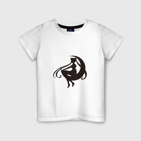 Детская футболка хлопок с принтом Тень воина луны в Курске, 100% хлопок | круглый вырез горловины, полуприлегающий силуэт, длина до линии бедер | арт | вектор | луна | ночь | рисунок | сейлор мун | тёмный | тень | чёрный