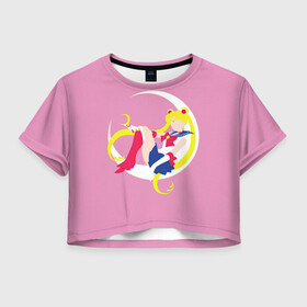 Женская футболка Crop-top 3D с принтом Сейлор мун в Курске, 100% полиэстер | круглая горловина, длина футболки до линии талии, рукава с отворотами | арт | вектор | девушка | нео королева серенити | рисунок | сейлор мун | усаги цукино