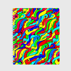 Тетрадь с принтом Красочные узоры/абстракционизм в Курске, 100% бумага | 48 листов, плотность листов — 60 г/м2, плотность картонной обложки — 250 г/м2. Листы скреплены сбоку удобной пружинной спиралью. Уголки страниц и обложки скругленные. Цвет линий — светло-серый
 | Тематика изображения на принте: abstract | art | neon | pattern | аниме | анимешные | арт | брызги | ван гог | волны | восточный | змеи | искусство | картина | кислотный | краска | краски | море | мысли | неоновые | радуга | радужные | разноцветные