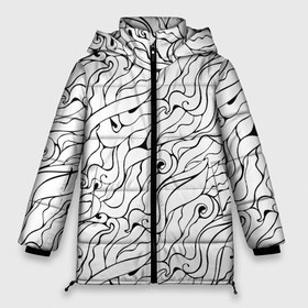 Женская зимняя куртка 3D с принтом Черно-белые узоры в Курске, верх — 100% полиэстер; подкладка — 100% полиэстер; утеплитель — 100% полиэстер | длина ниже бедра, силуэт Оверсайз. Есть воротник-стойка, отстегивающийся капюшон и ветрозащитная планка. 

Боковые карманы с листочкой на кнопках и внутренний карман на молнии | abstract | art | pattern | абстракционизм | абстракция | аниме | арт | брызги | волны | восточный | граффити | змеи | инь янь | искусство | кружево | линии | море | паттерн | текстура | тучи | узор | хавитки | черви