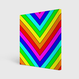 Холст квадратный с принтом Rainbow Stripes в Курске, 100% ПВХ |  | geometry | gradient | neon | геометрические | градиент | детям | кислота | кислотный | конус | красочный | линии | неоновые | пирамида | полоска | полосы | радуга | радужный | разноцветные | сочный | треугольники