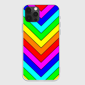 Чехол для iPhone 12 Pro с принтом Rainbow Stripes в Курске, силикон | область печати: задняя сторона чехла, без боковых панелей | geometry | gradient | neon | геометрические | градиент | детям | кислота | кислотный | конус | красочный | линии | неоновые | пирамида | полоска | полосы | радуга | радужный | разноцветные | сочный | треугольники