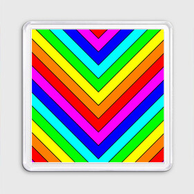 Магнит 55*55 с принтом Rainbow Stripes в Курске, Пластик | Размер: 65*65 мм; Размер печати: 55*55 мм | Тематика изображения на принте: geometry | gradient | neon | геометрические | градиент | детям | кислота | кислотный | конус | красочный | линии | неоновые | пирамида | полоска | полосы | радуга | радужный | разноцветные | сочный | треугольники
