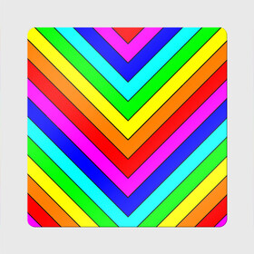Магнит виниловый Квадрат с принтом Rainbow Stripes в Курске, полимерный материал с магнитным слоем | размер 9*9 см, закругленные углы | Тематика изображения на принте: geometry | gradient | neon | геометрические | градиент | детям | кислота | кислотный | конус | красочный | линии | неоновые | пирамида | полоска | полосы | радуга | радужный | разноцветные | сочный | треугольники