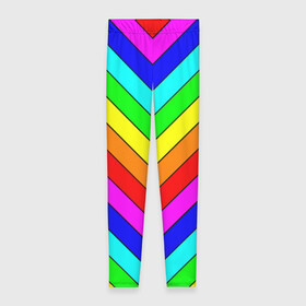 Леггинсы 3D с принтом Rainbow Stripes в Курске, 80% полиэстер, 20% эластан | Эластичный пояс, зауженные к низу, низкая посадка | geometry | gradient | neon | геометрические | градиент | детям | кислота | кислотный | конус | красочный | линии | неоновые | пирамида | полоска | полосы | радуга | радужный | разноцветные | сочный | треугольники