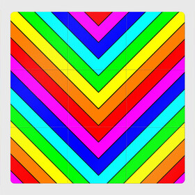 Магнитный плакат 3Х3 с принтом Rainbow Stripes в Курске, Полимерный материал с магнитным слоем | 9 деталей размером 9*9 см | Тематика изображения на принте: geometry | gradient | neon | геометрические | градиент | детям | кислота | кислотный | конус | красочный | линии | неоновые | пирамида | полоска | полосы | радуга | радужный | разноцветные | сочный | треугольники