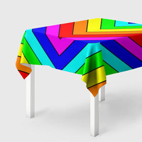 Скатерть 3D с принтом Rainbow Stripes в Курске, 100% полиэстер (ткань не мнется и не растягивается) | Размер: 150*150 см | geometry | gradient | neon | геометрические | градиент | детям | кислота | кислотный | конус | красочный | линии | неоновые | пирамида | полоска | полосы | радуга | радужный | разноцветные | сочный | треугольники