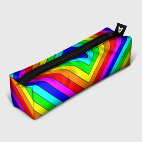 Пенал 3D с принтом Rainbow Stripes в Курске, 100% полиэстер | плотная ткань, застежка на молнии | Тематика изображения на принте: geometry | gradient | neon | геометрические | градиент | детям | кислота | кислотный | конус | красочный | линии | неоновые | пирамида | полоска | полосы | радуга | радужный | разноцветные | сочный | треугольники