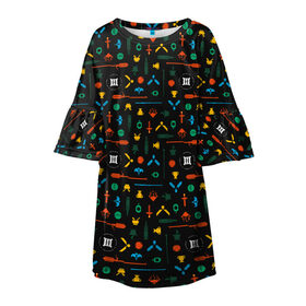 Детское платье 3D с принтом Хогвартс паттерн в Курске, 100% полиэстер | прямой силуэт, чуть расширенный к низу. Круглая горловина, на рукавах — воланы | harry potter | hogwarts | vdzabma | гарри поттер | хогвартс