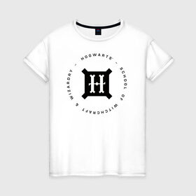 Женская футболка хлопок с принтом Хогвартс в Курске, 100% хлопок | прямой крой, круглый вырез горловины, длина до линии бедер, слегка спущенное плечо | harry potter | hogwarts | vdzabma | гарри поттер | хогвартс