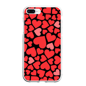 Чехол для iPhone 7Plus/8 Plus матовый с принтом Сердца в Курске, Силикон | Область печати: задняя сторона чехла, без боковых панелей | Тематика изображения на принте: i love you | love | любовь | сердечки | сердца | чувства | я тебя люблю