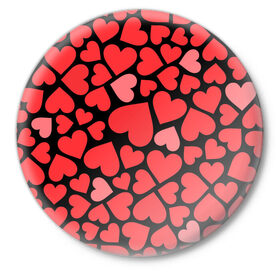 Значок с принтом Сердца в Курске,  металл | круглая форма, металлическая застежка в виде булавки | Тематика изображения на принте: i love you | love | любовь | сердечки | сердца | чувства | я тебя люблю