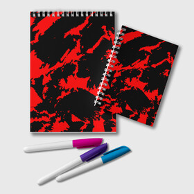 Блокнот с принтом Красный на черном в Курске, 100% бумага | 48 листов, плотность листов — 60 г/м2, плотность картонной обложки — 250 г/м2. Листы скреплены удобной пружинной спиралью. Цвет линий — светло-серый
 | abstract | black | demon | halloween | pattern | red | абстрактные | алые | брызги | демон | камуфляж | краска | краски | кровавый | кровь | лава | мазки | маскировка | милитари | огонь | паттерн | пламя | пятна | пятнистый