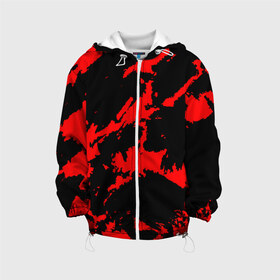 Детская куртка 3D с принтом Красный на черном в Курске, 100% полиэстер | застежка — молния, подол и капюшон оформлены резинкой с фиксаторами, по бокам — два кармана без застежек, один потайной карман на груди, плотность верхнего слоя — 90 г/м2; плотность флисового подклада — 260 г/м2 | abstract | black | demon | halloween | pattern | red | абстрактные | алые | брызги | демон | камуфляж | краска | краски | кровавый | кровь | лава | мазки | маскировка | милитари | огонь | паттерн | пламя | пятна | пятнистый