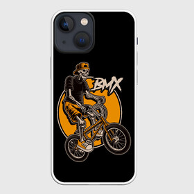 Чехол для iPhone 13 mini с принтом BMX в Курске,  |  | bicycle | bmx | skull | sport | x games | велик | велосипед | велоспорт | скелет | череп | экстремальный спорт