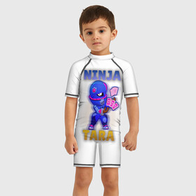 Детский купальный костюм 3D с принтом Ниндзя Тара Бравл Старс (BS) в Курске, Полиэстер 85%, Спандекс 15% | застежка на молнии на спине | brawl stars | brawler | tara | бравл старс | бравлер | тара
