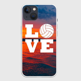 Чехол для iPhone 13 с принтом LOVE Volleyball в Курске,  |  | Тематика изображения на принте: beach | i love | live | love | voleybal | volleyball | волебол | волейбол | волейболист | волейболистка | воллейбол | пляжный | я люблю