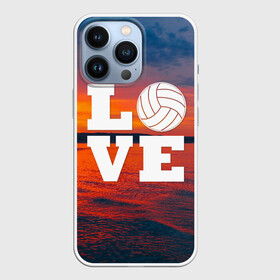 Чехол для iPhone 13 Pro с принтом LOVE Volleyball в Курске,  |  | Тематика изображения на принте: beach | i love | live | love | voleybal | volleyball | волебол | волейбол | волейболист | волейболистка | воллейбол | пляжный | я люблю