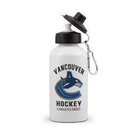 Бутылка спортивная с принтом VANCOUVER CANUCKS NHL в Курске, металл | емкость — 500 мл, в комплекте две пластиковые крышки и карабин для крепления | canada | canucks | hockey | nhl | sport | usa | vancouver | акула | ванкувер | канада | кэнакс | логотип | нхл | спорт | хоккей | челюсти