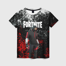 Женская футболка 3D с принтом IKONIK FORTNITE в Курске, 100% полиэфир ( синтетическое хлопкоподобное полотно) | прямой крой, круглый вырез горловины, длина до линии бедер | 2019 | battle royale | chapter 2 | epic games | fortnite | game | season x | zombie | зомби | фортнайт