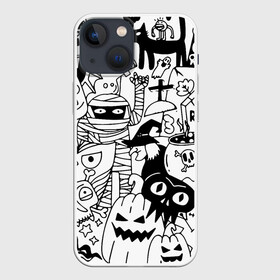 Чехол для iPhone 13 mini с принтом Halloween в Курске,  |  | fanfs | halloween | jaw | mummy | pumpkin | skull | tomb | клыки | могила | мумия | пасть | тыква | хэллоуин | череп