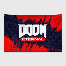 Флаг-баннер с принтом DOOM ETERNAL ДУМ ЭТЕРНАЛ в Курске, 100% полиэстер | размер 67 х 109 см, плотность ткани — 95 г/м2; по краям флага есть четыре люверса для крепления | bfg | brutal | doom | eternal | ethernal | game | games | logo | дум | игра | игры | лого | логотип | логотипы | символ | символы | этернал