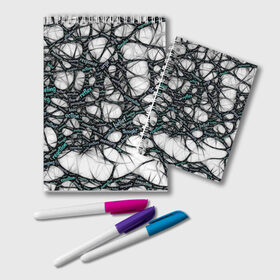 Блокнот с принтом NEIROLINK в Курске, 100% бумага | 48 листов, плотность листов — 60 г/м2, плотность картонной обложки — 250 г/м2. Листы скреплены удобной пружинной спиралью. Цвет линий — светло-серый
 | абстракция | веном | наука | нейронная сеть | нейроны | превращения | сети | узор | ученые