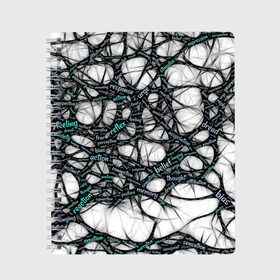 Тетрадь с принтом NEIROLINK в Курске, 100% бумага | 48 листов, плотность листов — 60 г/м2, плотность картонной обложки — 250 г/м2. Листы скреплены сбоку удобной пружинной спиралью. Уголки страниц и обложки скругленные. Цвет линий — светло-серый
 | абстракция | веном | наука | нейронная сеть | нейроны | превращения | сети | узор | ученые
