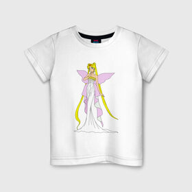 Детская футболка хлопок с принтом Sailor Moon/Серенити в Курске, 100% хлопок | круглый вырез горловины, полуприлегающий силуэт, длина до линии бедер | bunny | luna | princess | serenity | stars | usagi | wings | ангел | волосы | девушка | детям | звездная | звезды | королева | корона | крылья | луна | любовь | малышка | марс | радуга | сейлор мун | токио | усаги цукино | школьные 