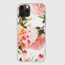 Чехол для iPhone 12 Pro Max с принтом Нежный букет в Курске, Силикон |  | арт | белый | букет | букет роз | желтый | зеленый | крем | кремовый | нежно | рисунок | роза | розовая розы | розовые розы | розовый | розы