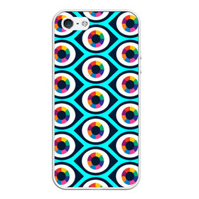 Чехол для iPhone 5/5S матовый с принтом Глаза паттерн в Курске, Силикон | Область печати: задняя сторона чехла, без боковых панелей | геометрия | глаза | иллюзия | паттерн | психоделика | радуга | цвета