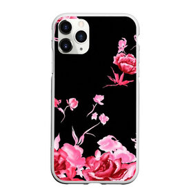 Чехол для iPhone 11 Pro Max матовый с принтом Яркие розы в Курске, Силикон |  | Тематика изображения на принте: арт | рисунок | роза | розовая роза | розовые розы | розовый | розы | тёмный | цветы | чёрный
