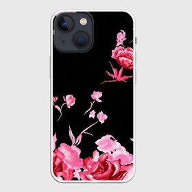 Чехол для iPhone 13 mini с принтом Яркие розы в Курске,  |  | арт | рисунок | роза | розовая роза | розовые розы | розовый | розы | тёмный | цветы | чёрный