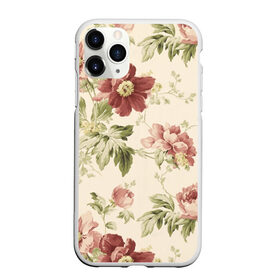 Чехол для iPhone 11 Pro Max матовый с принтом Цветы в Курске, Силикон |  | Тематика изображения на принте: арт | зеленый | краски | красный | кремовый | ретро | рисунок | розовый | цветок | цветы
