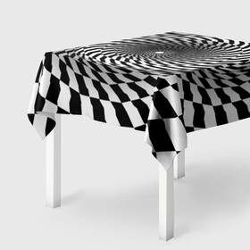 Скатерть 3D с принтом иллюзия в Курске, 100% полиэстер (ткань не мнется и не растягивается) | Размер: 150*150 см | воронка | иллюзия | студентам | тоннель | шахматы