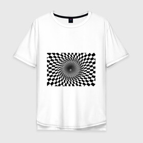 Мужская футболка хлопок Oversize с принтом иллюзия в Курске, 100% хлопок | свободный крой, круглый ворот, “спинка” длиннее передней части | воронка | иллюзия | студентам | тоннель | шахматы