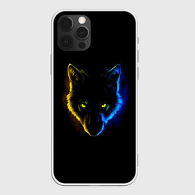 Чехол для iPhone 12 Pro Max с принтом Гипноз в Курске, Силикон |  | Тематика изображения на принте: ears | eyes | hypnosis | muzzle | neon | night | view | wolf | взгляд | волк | гипноз | глаза | неон | ночь | уши