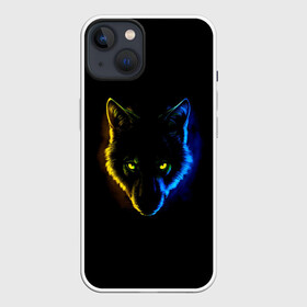 Чехол для iPhone 13 с принтом Гипноз в Курске,  |  | ears | eyes | hypnosis | muzzle | neon | night | view | wolf | взгляд | волк | гипноз | глаза | неон | ночь | уши