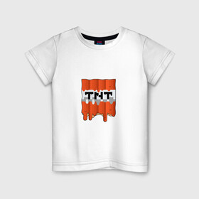 Детская футболка хлопок с принтом TNT в Курске, 100% хлопок | круглый вырез горловины, полуприлегающий силуэт, длина до линии бедер | game | minecraft | tnt | блок | взрыв | динамит | игра | майн | майнкрафт | мороженное | тнт