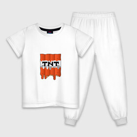 Детская пижама хлопок с принтом TNT в Курске, 100% хлопок |  брюки и футболка прямого кроя, без карманов, на брюках мягкая резинка на поясе и по низу штанин
 | game | minecraft | tnt | блок | взрыв | динамит | игра | майн | майнкрафт | мороженное | тнт
