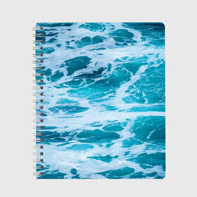 Тетрадь с принтом Вода волны пена море в Курске, 100% бумага | 48 листов, плотность листов — 60 г/м2, плотность картонной обложки — 250 г/м2. Листы скреплены сбоку удобной пружинной спиралью. Уголки страниц и обложки скругленные. Цвет линий — светло-серый
 | Тематика изображения на принте: вода | волны | море | морская пена | океан | отдых | пена | пучина