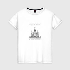 Женская футболка хлопок с принтом Москва координаты в Курске, 100% хлопок | прямой крой, круглый вырез горловины, длина до линии бедер, слегка спущенное плечо | Тематика изображения на принте: координаты | красная площадь | кремль | москва