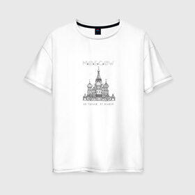 Женская футболка хлопок Oversize с принтом Москва координаты в Курске, 100% хлопок | свободный крой, круглый ворот, спущенный рукав, длина до линии бедер
 | Тематика изображения на принте: координаты | красная площадь | кремль | москва