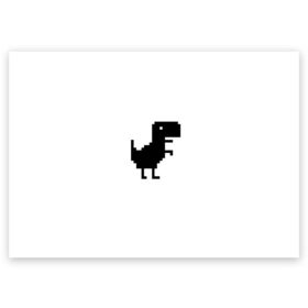 Поздравительная открытка с принтом Google динозаврик в Курске, 100% бумага | плотность бумаги 280 г/м2, матовая, на обратной стороне линовка и место для марки
 | dino | dinomax | googledino | дино | динозавр | потерялся