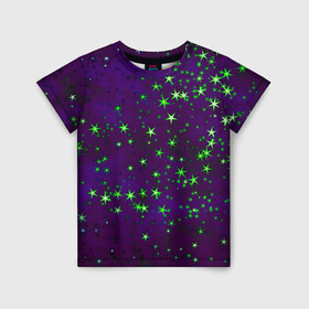 Детская футболка 3D с принтом Звездное небо арт в Курске, 100% гипоаллергенный полиэфир | прямой крой, круглый вырез горловины, длина до линии бедер, чуть спущенное плечо, ткань немного тянется | арт | звездное небо | звездочки | звезды | космос | небо | рисунок | текстура | туманность