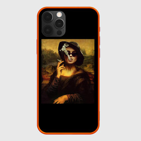 Чехол для iPhone 12 Pro с принтом jaKondA в Курске, силикон | область печати: задняя сторона чехла, без боковых панелей | Тематика изображения на принте: jakonda | mona lisa | smoking | woman | девушка | джаконда | мона лиза